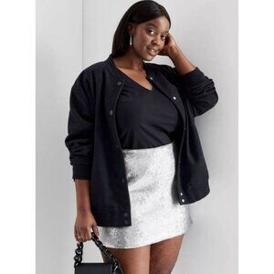 Future Collective Size 2X Silver Sequin Mini Skirt